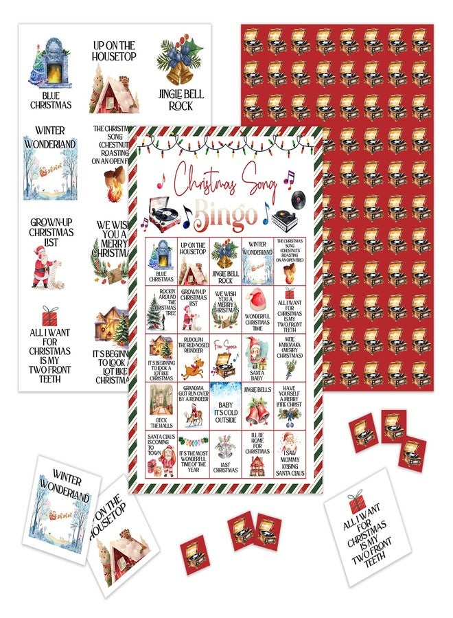 KFNER Christmas Song Bingo Game - Winter Bingo Card - 24 Players Bingo Game Set Indoor Outdoor Activities - Christmas, New Year Party Favors Supplies -A13 - Image 1